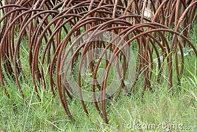 Abandon steel reinforcement bars. Stock Photo